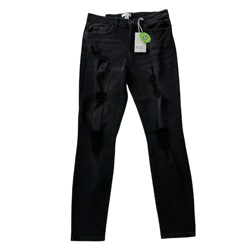 NWT Forever 21 Distressed High Rise Skinny Jeans | Black | Size 30